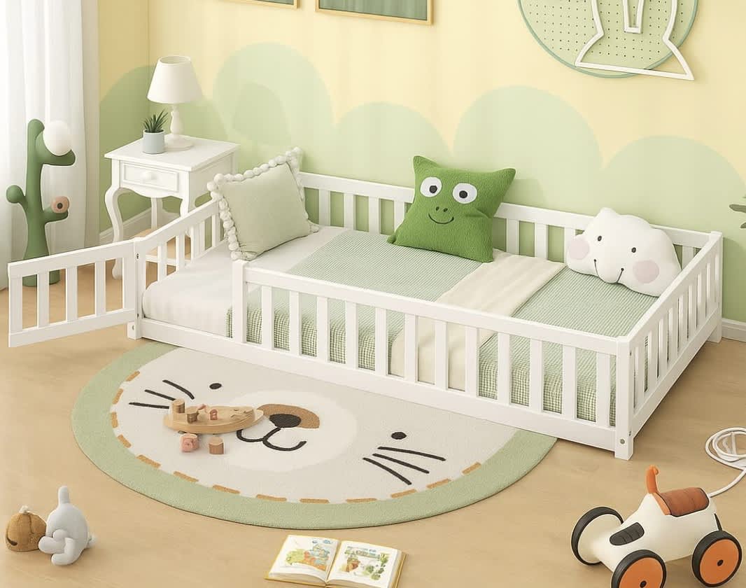 Best Toddler Beds of 2026 - Giantex Floor Bed With Fence image 1