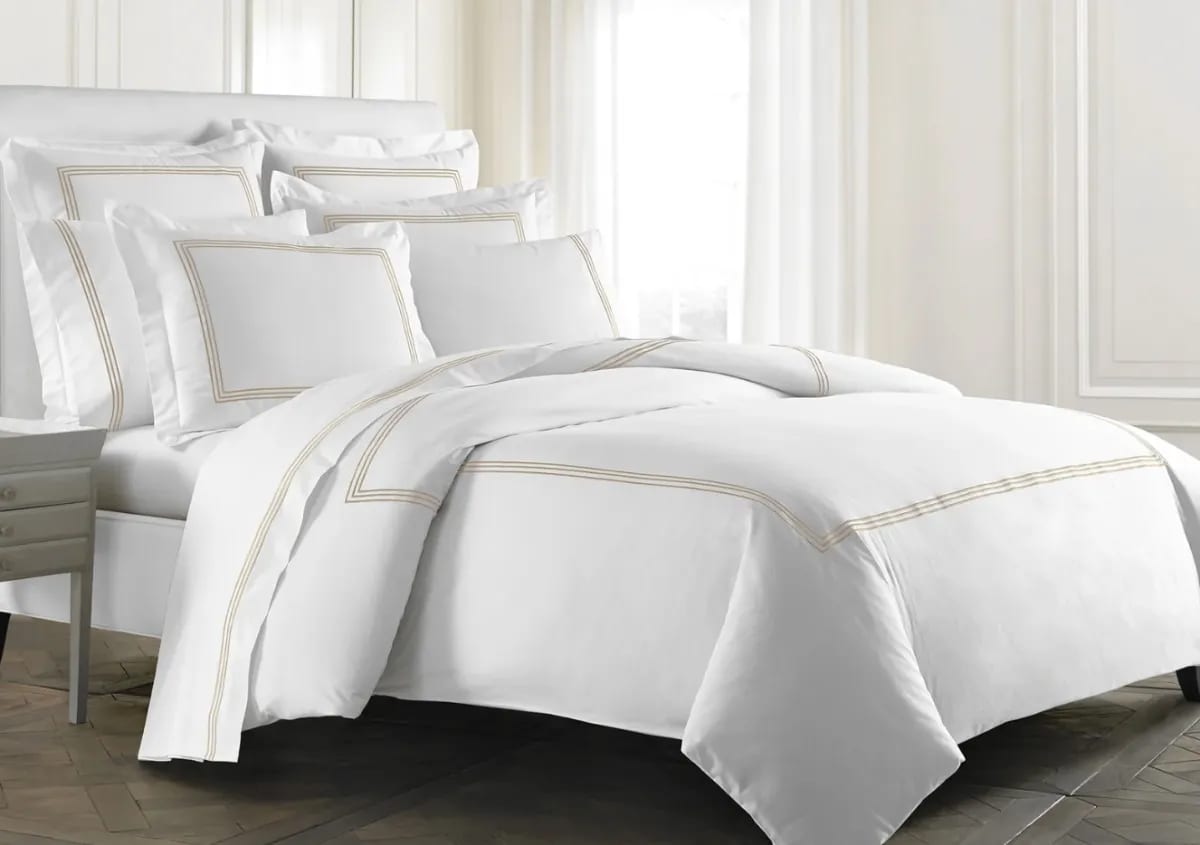 Best Cotton Sheets of 2026 - Kassatex Strada Embroidered Percale Sheet Set image 1