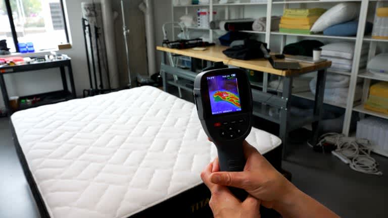 Sleep Foundation testing the Brooklyn Bedding Titan Plus mattress in the Seattle Test Lab