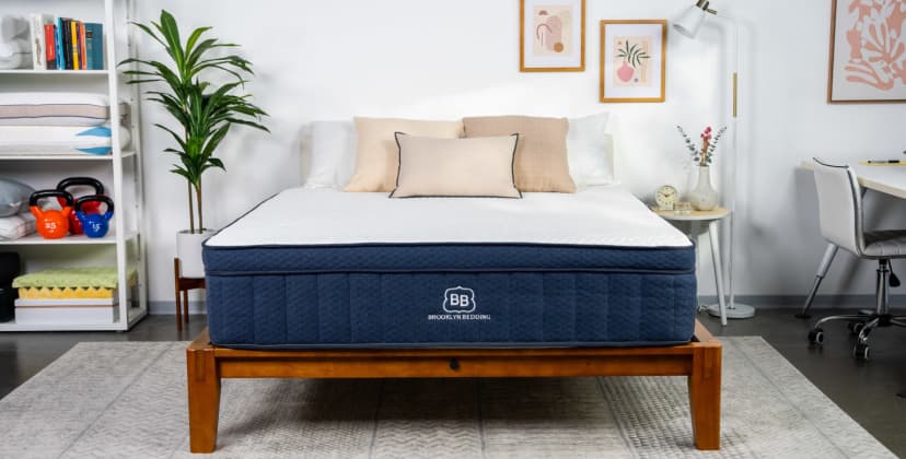 A picture of the Brooklyn Bedding Aurora Luxe Mattress in Sleep Foundation's test lab.