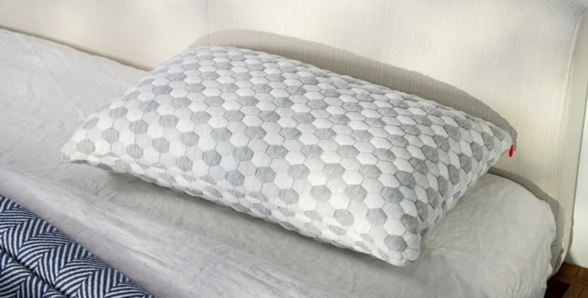 A picture of the Layla Kapok Pillow in Sleep Foundation's test lab.