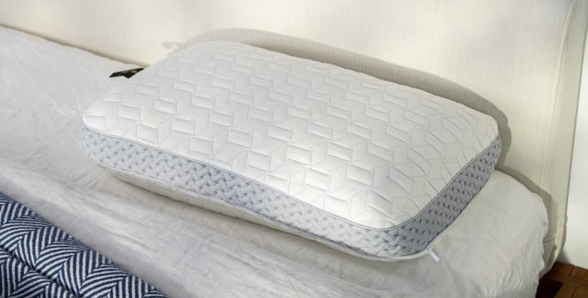 A picture of the Luxome LAYR Customizable Pillow in Sleep Foundation's test lab.