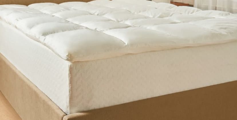 Product page photo of the Quince Premium Featherbed