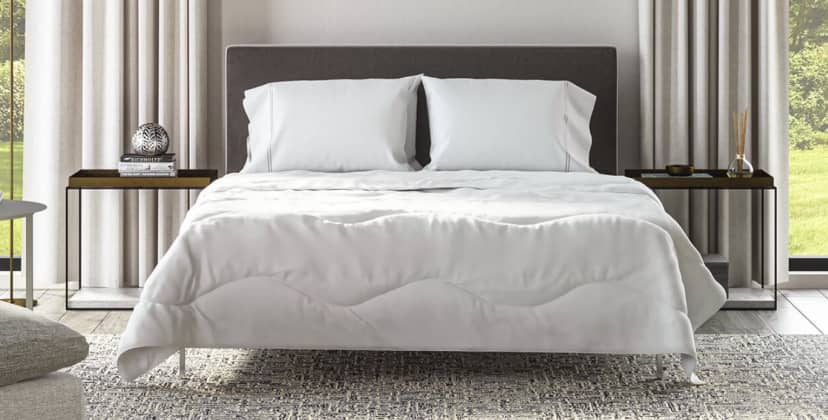 Product page photo of the Saatva Lightweight Down Alternative Comforter
