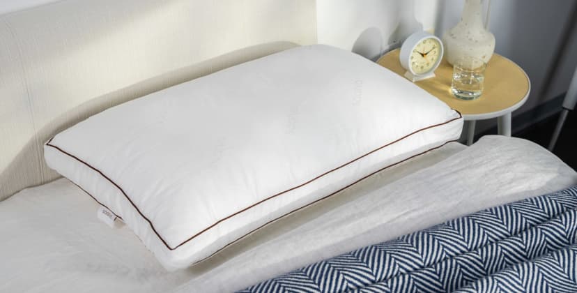 A picture of the Saatva Latex Pillow in Sleep Foundation's test lab.