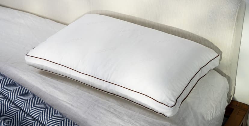 A picture of the Saatva Latex Pillow in Sleep Foundation's test lab.