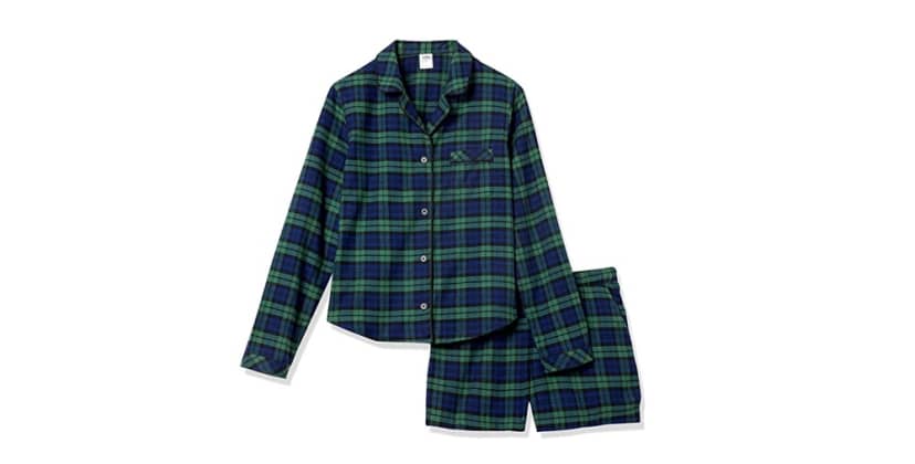 product image of the Amazon Essentials Women's Lightweight Woven Flannel Pajama Set with Shorts