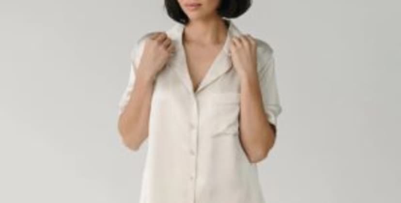Cozy Earth Serenity Silk Classic Short Sleeve Pajama Top