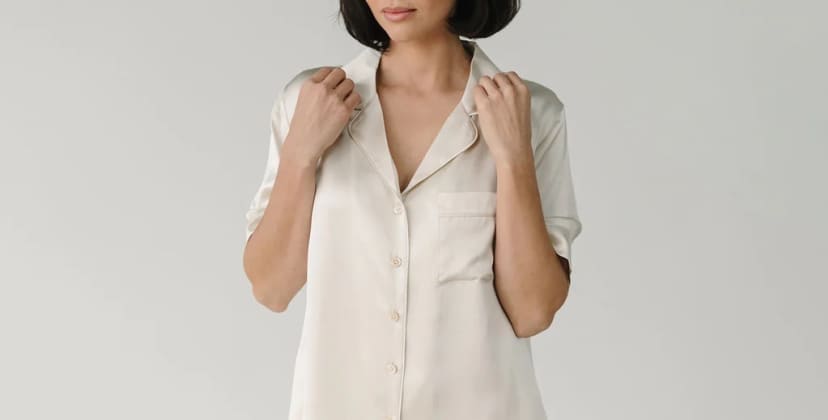 Brand photo of Cozy Earth Serenity Silk Classic Short Sleeve Pajama Top