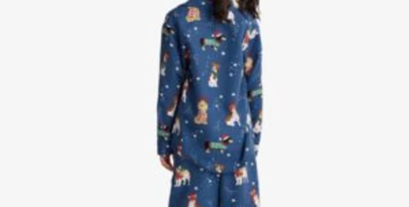 Junior Womens Blue Plaid 3 Piece Fleece Pajamas Sleep Set with
