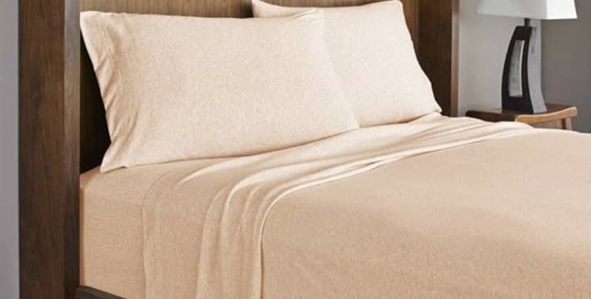 Amazon.com page photo of the Royale Linens Cotton Modal Jersey Sheet Set