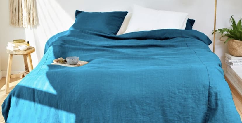 Product page photo of the Rough Linen St. Barts Duvet Cover